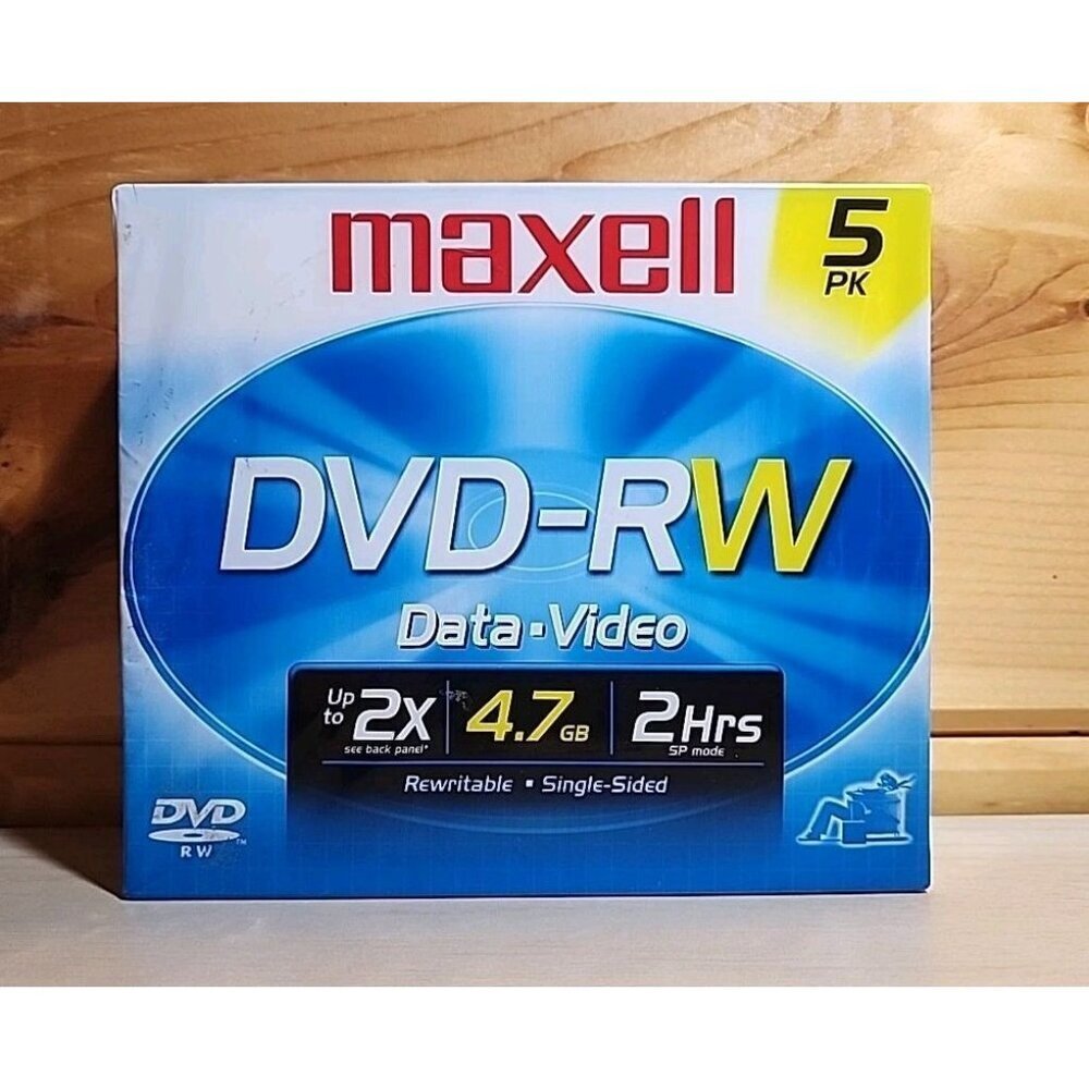 NEW MAXELL DVD-RW Rewritable 5PK 4.7GB Data-Video-Music
